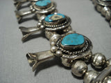 Quality!! Vintage Native American Jewelry Navajo Turquoise Sterling Silver Squash Blossom Necklace Old-Nativo Arts