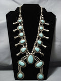 Quality Vintage Native American Jewelry Navajo Turquoise Sterling Silver Squash Blossom Necklace Old-Nativo Arts