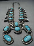 Quality!! Vintage Native American Jewelry Navajo Turquoise Sterling Silver Squash Blossom Necklace-Nativo Arts