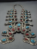 Quality!! Vintage Native American Jewelry Navajo Turquoise Sterling Silver Squash Blossom Necklace-Nativo Arts