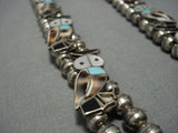 Quality Vintage Native American Jewelry Zuni Turquoise Sterling Silver Squash Blossom Necklace-Nativo Arts