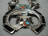 Quality Vintage Native American Jewelry Zuni Turquoise Sterling Silver Squash Blossom Necklace Old-Nativo Arts