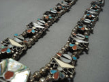 Quality Vintage Native American Jewelry Zuni Turquoise Sterling Silver Squash Blossom Necklace Old-Nativo Arts