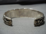 Quality Vintage Native American Navajo Blue Turquoise Sterling Silver Leaves Bracelet Old-Nativo Arts