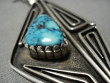 Quality Vintage Native American Navajo Gilbert Turquoise Sterling Silver Geometric Necklace Old-Nativo Arts
