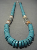 Quality Vintage Native American Navajo Spiderweb Turquoise Sterling Silver Necklace Old-Nativo Arts