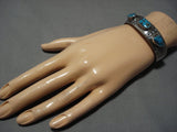Quality Vintage Native American Navajo Triple Turquoise Sterling Silver Bracelet Cuff Old-Nativo Arts
