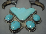 Quality!! Vintage Navajo #8 Turquoise Sterling Native American Jewelry Silver Squash Blossom Necklace-Nativo Arts
