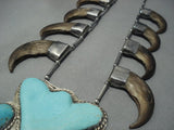 Quality!! Vintage Navajo #8 Turquoise Sterling Native American Jewelry Silver Squash Blossom Necklace-Nativo Arts
