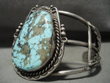 Quality Vintage Navajo Blue Spider Turquoise Native American Jewelry Silver Leaf Bracelet Old-Nativo Arts