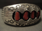 Quality Vintage Navajo Coral Native American Jewelry Silver Star 3'd Sterling Bracelet-Nativo Arts