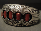 Quality Vintage Navajo Coral Native American Jewelry Silver Star 3'd Sterling Bracelet-Nativo Arts