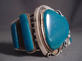 Quality Vintage Navajo Deep Blue Turquoise Native American Jewelry Silver Swirling Bracelet-Nativo Arts