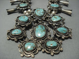 Quality!! Vintage Navajo Green Turquoise Sterling Native American Jewelry Silver Squash Blossom Necklace-Nativo Arts