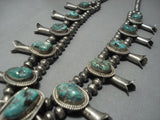 Quality!! Vintage Navajo Green Turquoise Sterling Native American Jewelry Silver Squash Blossom Necklace-Nativo Arts