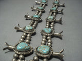 Quality Vintage Navajo Green Turquoise Sterling Native American Jewelry Silver Squash Blossom Necklace-Nativo Arts