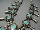 Quality!! Vintage Navajo Green Turquoise Sterling Native American Jewelry Silver Squash Blossom Necklace-Nativo Arts