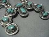 Quality Vintage Navajo Green Turquoise Sterling Native American Jewelry Silver Squash Blossom Necklace-Nativo Arts