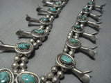 Quality Vintage Navajo Green Turquoise Sterling Native American Jewelry Silver Squash Blossom Necklace-Nativo Arts