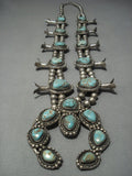 Quality Vintage Navajo Green Turquoise Sterling Native American Jewelry Silver Squash Blossom Necklace-Nativo Arts