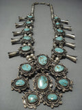 Quality!! Vintage Navajo Green Turquoise Sterling Native American Jewelry Silver Squash Blossom Necklace-Nativo Arts