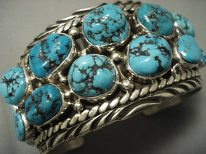 Quality Vintage Navajo Huge Turquoise Sterling Native American Jewelry Silver Bracelet- 101 Grams!-Nativo Arts