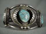 Quality Vintage Navajo 'Leaves Galore' Turquoise Native American Jewelry Silver Bracelet layaway-Nativo Arts