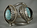 Quality Vintage Navajo 'Leaves Galore' Turquoise Native American Jewelry Silver Bracelet layaway-Nativo Arts