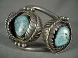 Quality Vintage Navajo 'Leaves Galore' Turquoise Native American Jewelry Silver Bracelet layaway-Nativo Arts