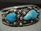 Quality Vintage Navajo Pilot Mountain Turquoise Native American Jewelry Silver Bracelet Old-Nativo Arts