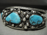 Quality Vintage Navajo Pilot Mountain Turquoise Native American Jewelry Silver Bracelet Old-Nativo Arts