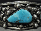 Quality Vintage Navajo Pilot Mountain Turquoise Native American Jewelry Silver Bracelet Old-Nativo Arts