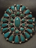 Quality Vintage Navajo Platero 'Fat Teardrop' Green Turquoise Native American Jewelry Silver Bracelet-Nativo Arts