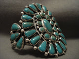 Quality Vintage Navajo Platero 'Fat Teardrop' Green Turquoise Native American Jewelry Silver Bracelet-Nativo Arts