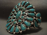 Quality Vintage Navajo Platero 'Fat Teardrop' Green Turquoise Native American Jewelry Silver Bracelet-Nativo Arts