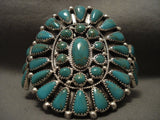 Quality Vintage Navajo Platero 'Fat Teardrop' Green Turquoise Native American Jewelry Silver Bracelet-Nativo Arts
