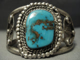 Quality! Vintage Navajo Rare Blue Royston Turquoise Sterling Native American Jewelry Silver Bracelet-Nativo Arts