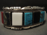 Quality Vintage Navajo 'Stepping Stone' Blue Diamond Turquoise Native American Jewelry Silver Bracelet-Nativo Arts