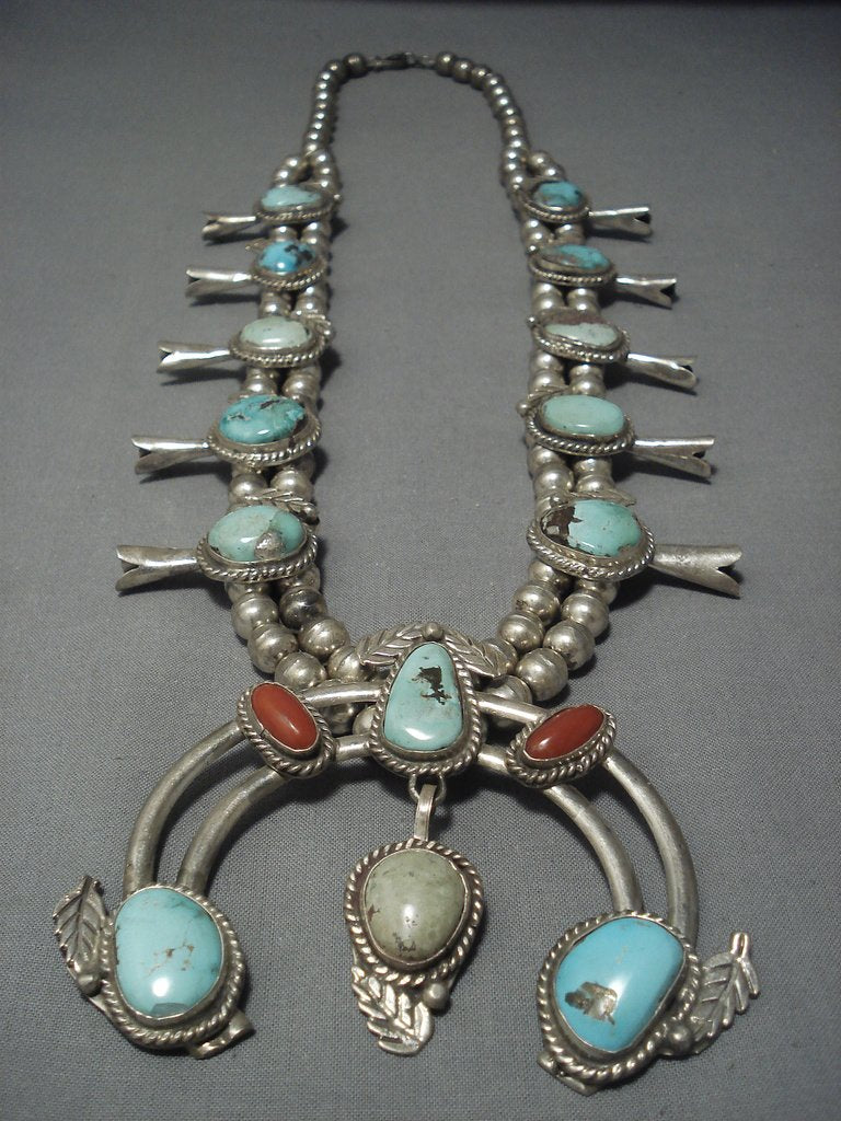 Quality Vintage Navajo Turquoise Coral Sterling Native American