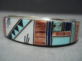 Quality Vintage Navajo Turquoise Inlay Sterling Native American Jewelry Silver Bracelet Old-Nativo Arts