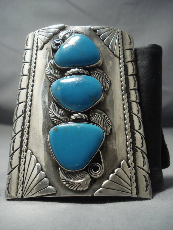 Quality Vintage Navajo Turquoise Sterling Native American Jewelry Silver Ketoh Bracelet Old Pawn-Nativo Arts