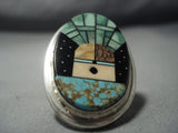 Quality Vintage Zuni #8 Turquoise Sterling Native American Jewelry Silver Kachina Ring-Nativo Arts