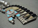 Quality Vintage Zuni Hand Hammered Bead Native American Jewelry Silver Turquoise Necklace-Nativo Arts