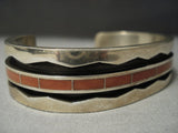 Quality Vintage Zuni Thick Coral Sterling Native American Jewelry Silver Bracelet-Nativo Arts