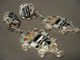 Quality Zuni Eldred Martinez Turquoise Coral Native American Jewelry Silver Earrings-Nativo Arts