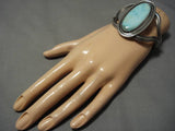 Rabbit And Yazzie Vintage Native American Navajo Carico Lake Turquoise Sterling Silver Bracelet-Nativo Arts