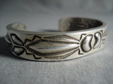 Rare Alert! Ray Adakai Heavy Navajo Repoussede Native American Jewelry Silver Shell Bracelet-Nativo Arts