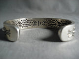Rare Alert! Ray Adakai Heavy Navajo Repoussede Native American Jewelry Silver Shell Bracelet-Nativo Arts