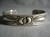 Rare Alert! Ray Adakai Heavy Navajo Repoussede Native American Jewelry Silver Shell Bracelet-Nativo Arts