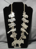 Rare Animal Vintage Native American Navajo Sterling Silver Animal Squash Blossom Necklace Old-Nativo Arts